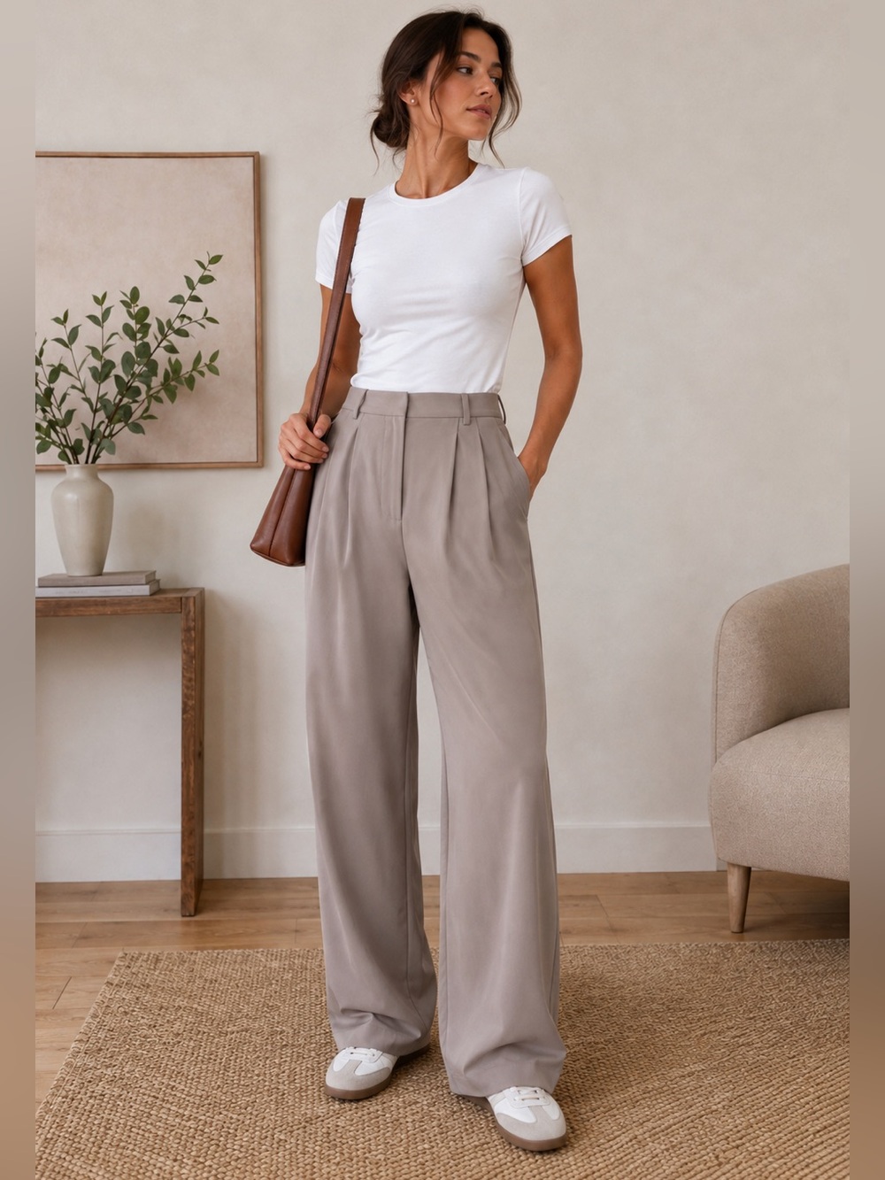 Abercrombie & Fitch Sloan Tailored Wide Leg Pants Grey Size 26 / 2